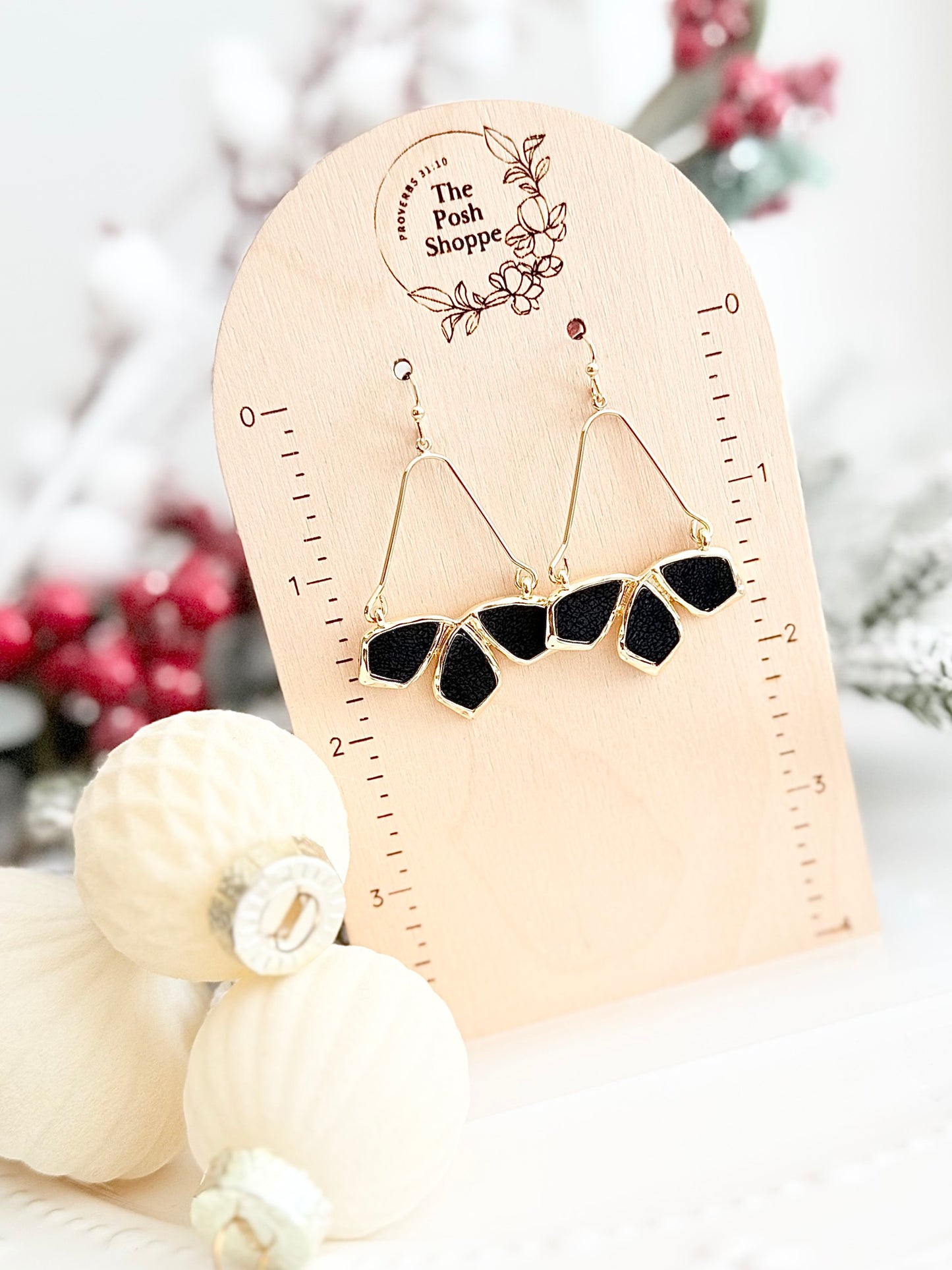 Black Suede Geometric Cut Out Dangles