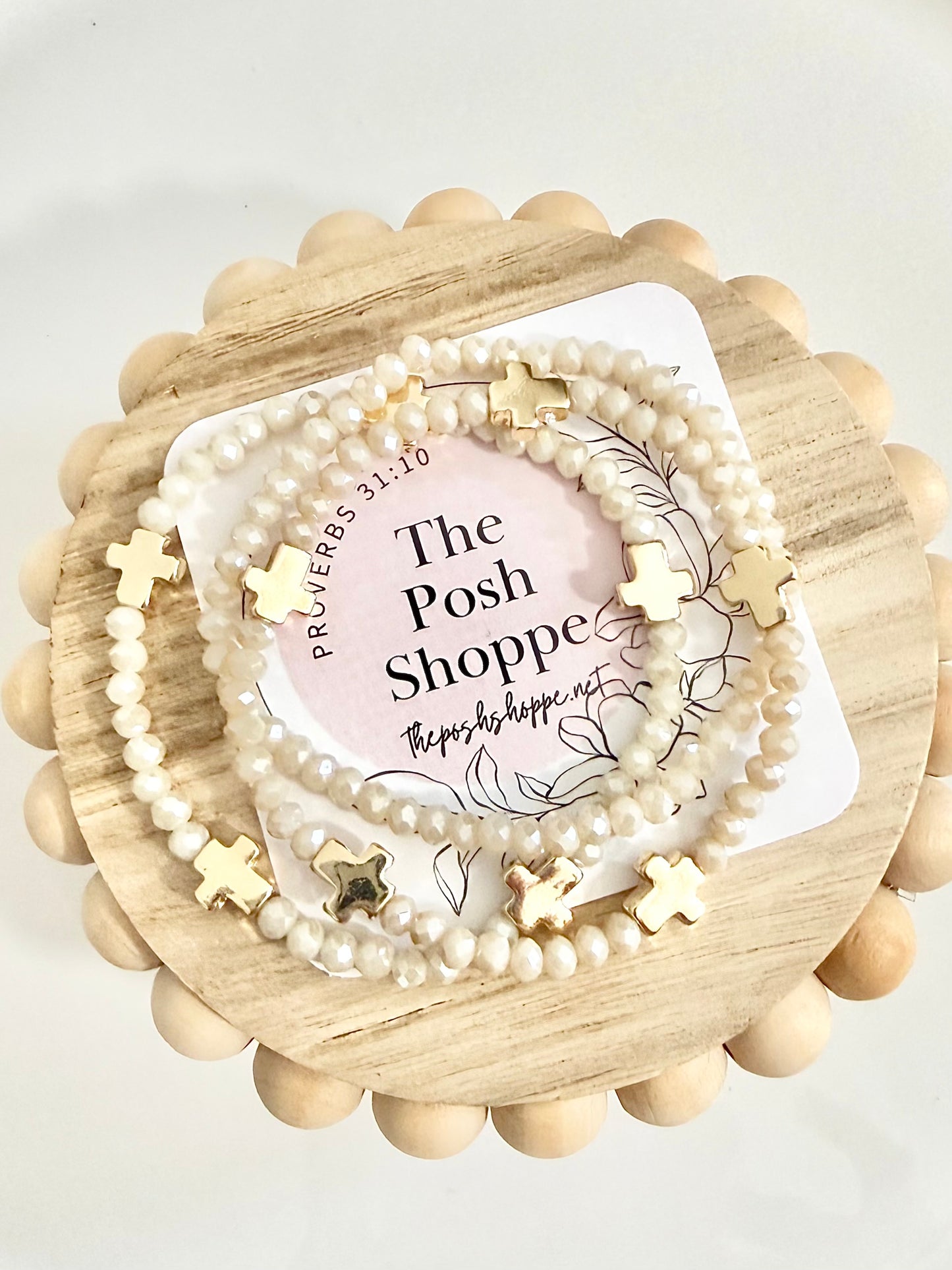 Ivory Blessings Cross Bracelet Stack