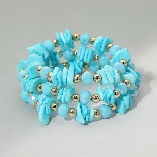 Turquoise + Gold Beaded Stretch Stack