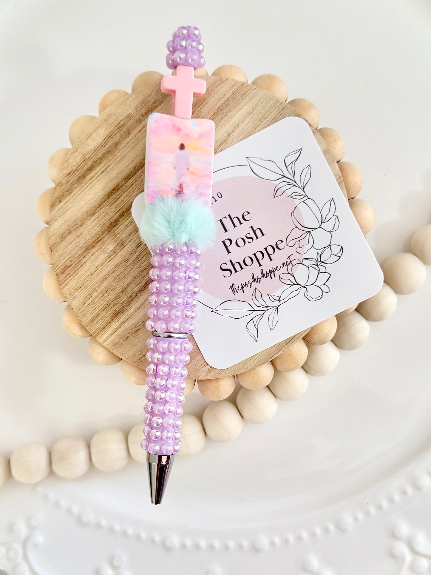 He Walks With Me Cross Beaded Pen