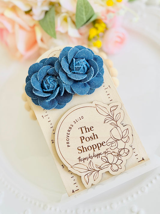 Denim Rosette Studs
