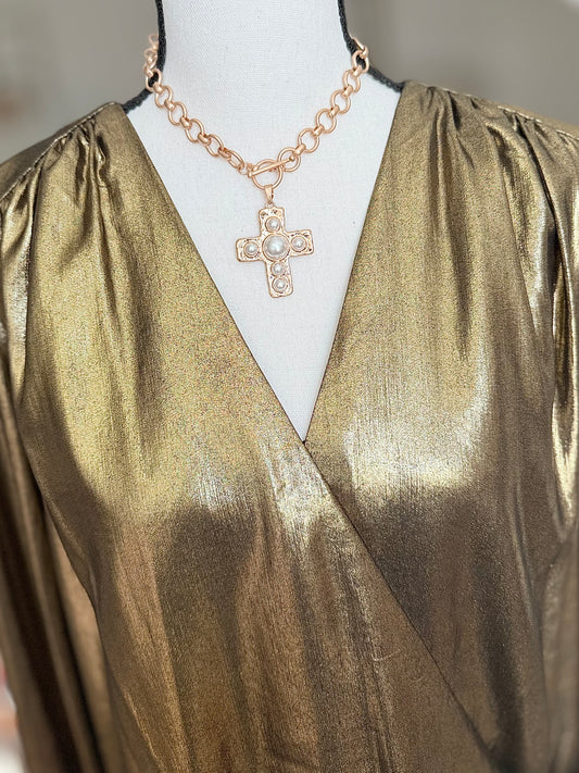 Golden Blessing Cross Necklace