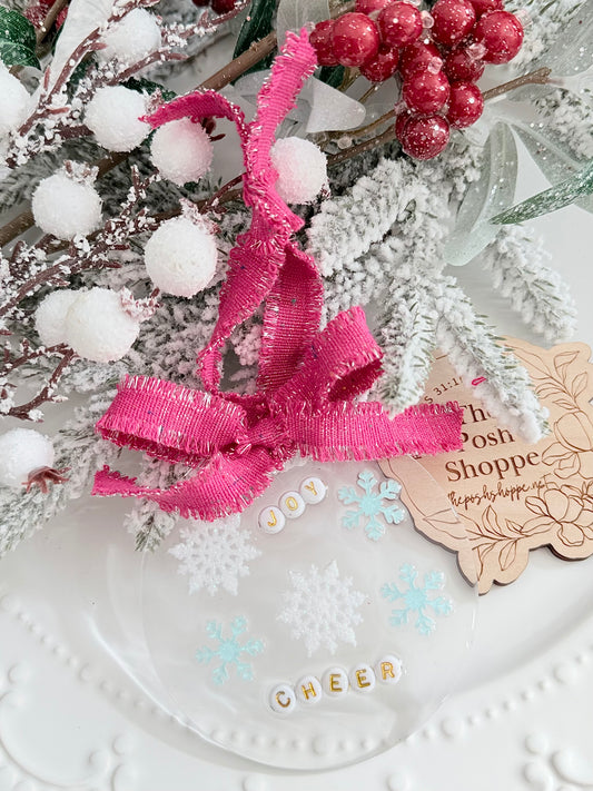 Joy & Cheer snowflake ornament