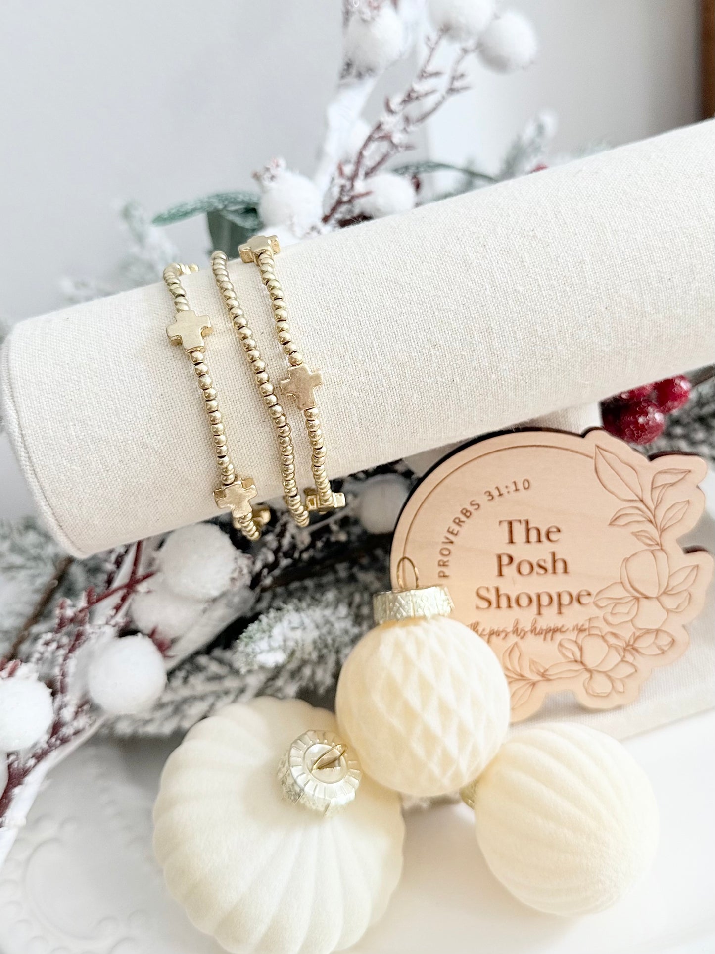 Petite Gold Cross Stack