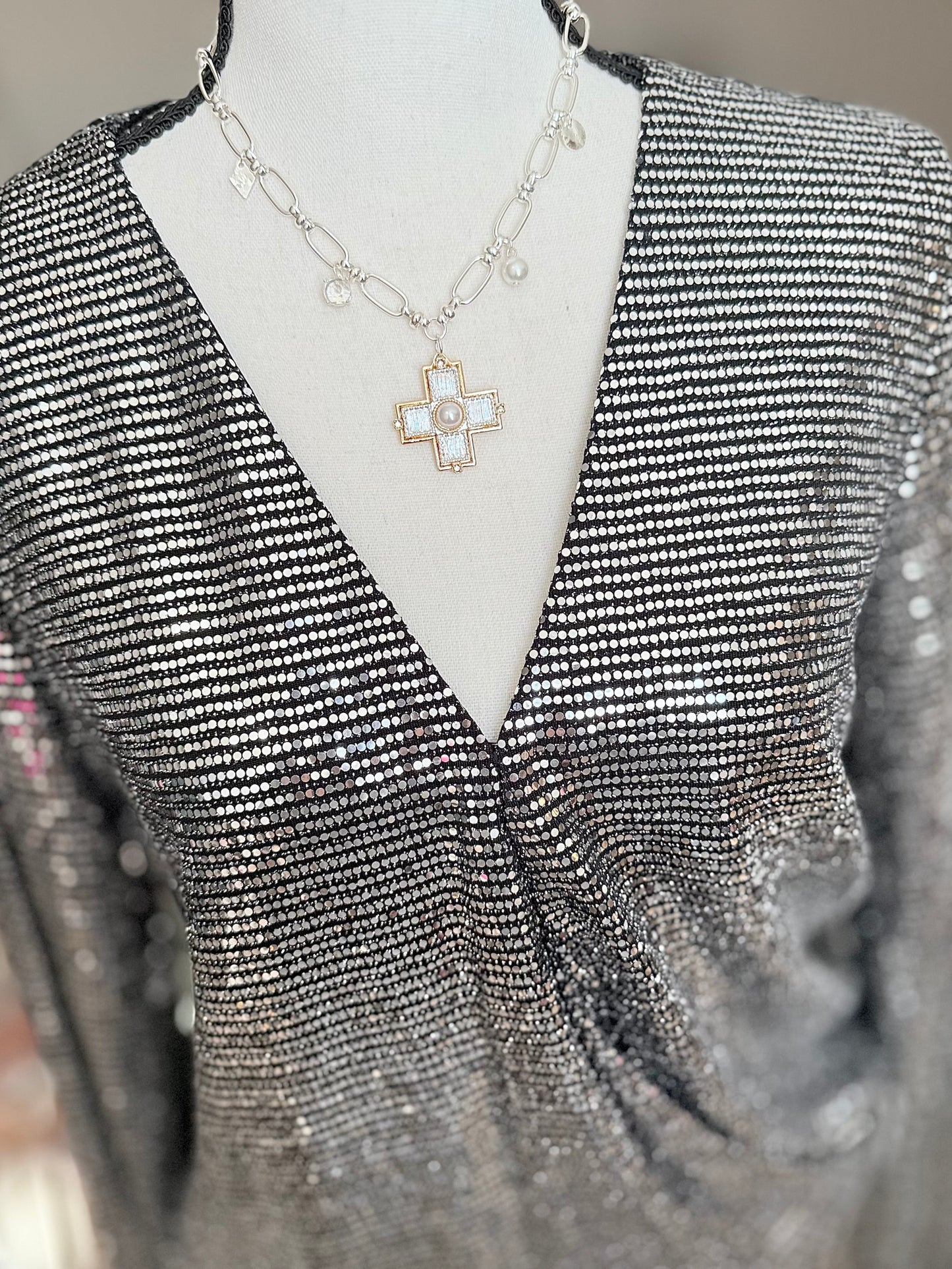 Silver Faith & Grace Cross Necklace