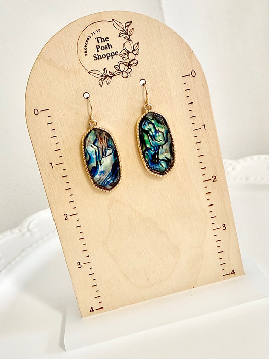 Abalone Hexagon Drop Earrings