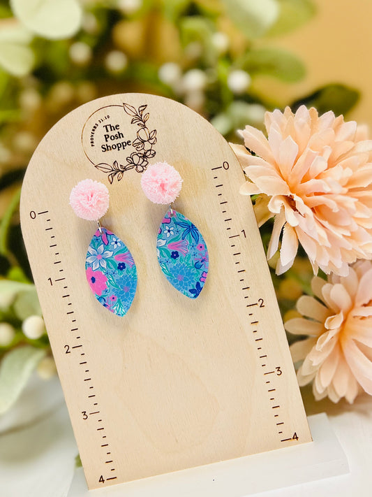Pom-Pom Topper Floral Dangles