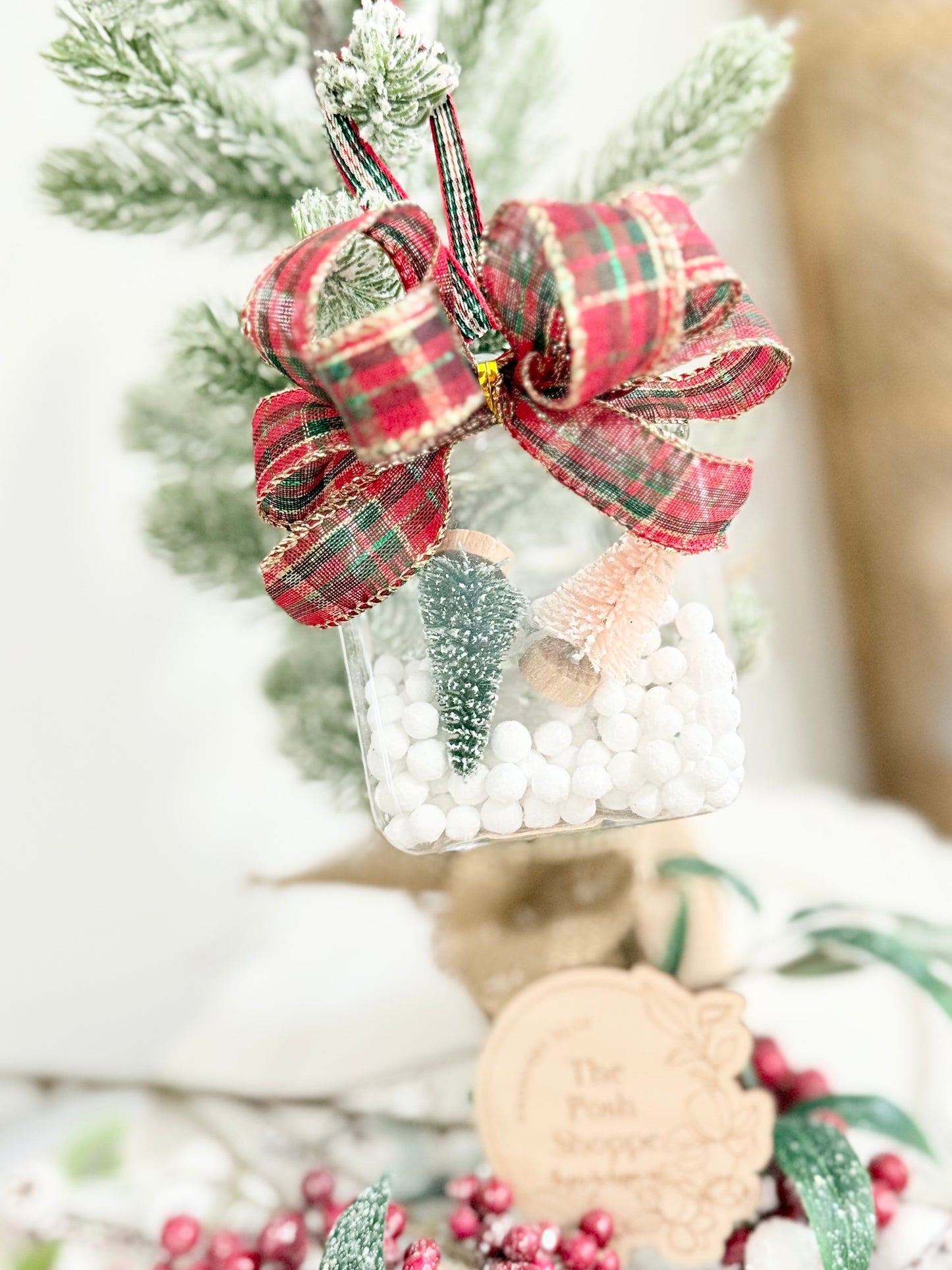 Classic Tartan Christmas Jar Ornament - FREE Personalization!