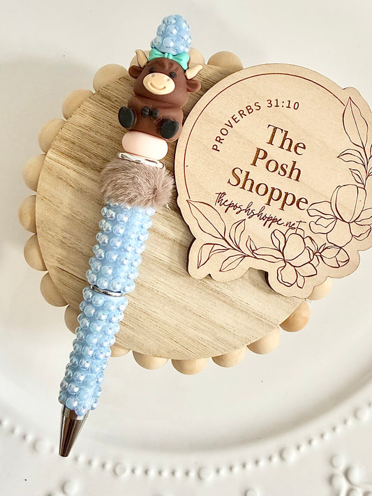 Highland Cow Beaded Pen