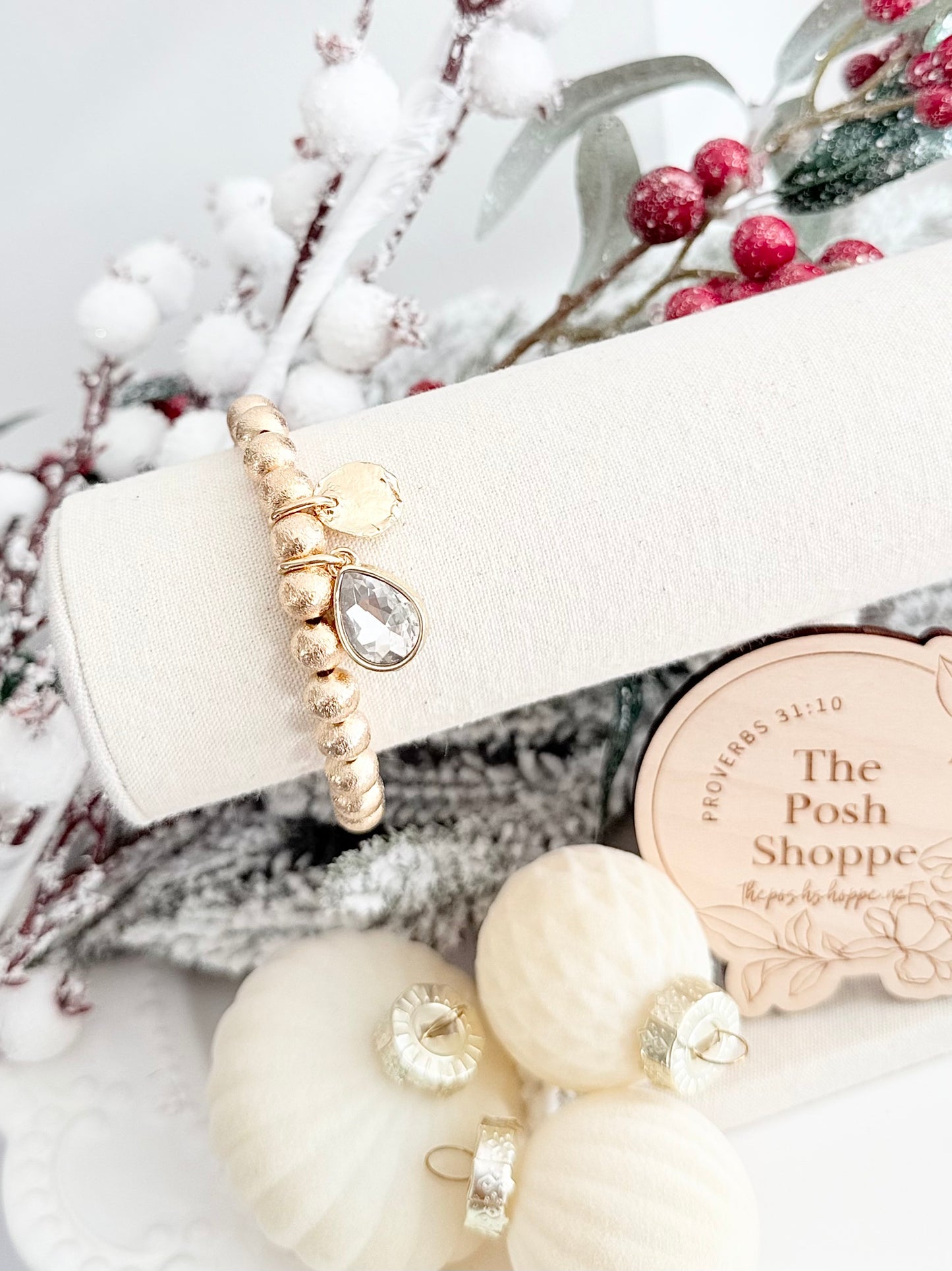 Radiant Crystal Teardrop Charm Bracelet