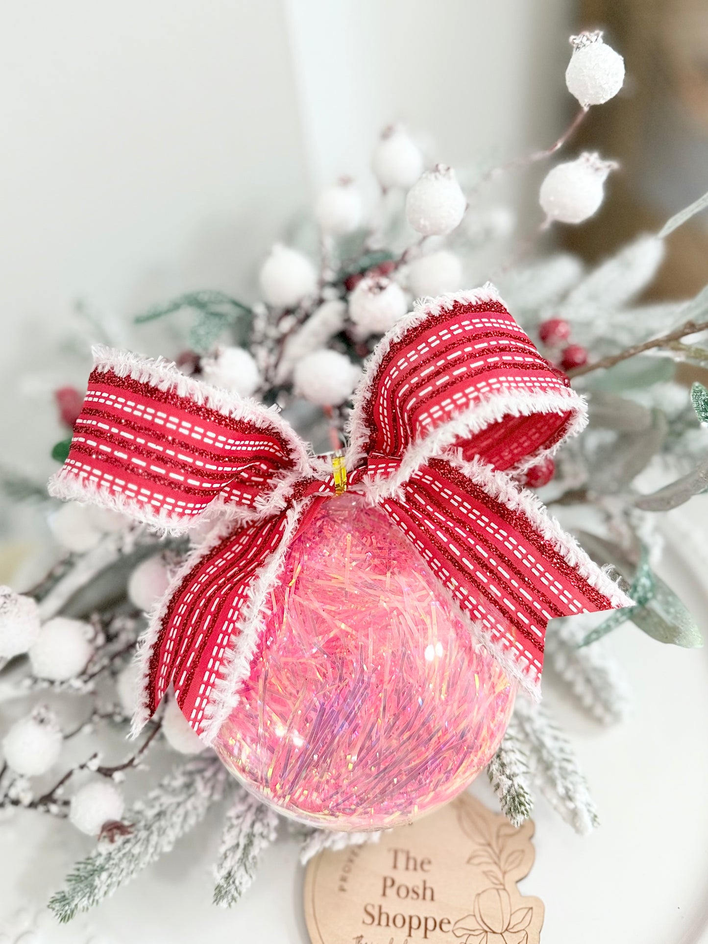 Peppermint Pink Shimmer Ornament - FREE Personalization!