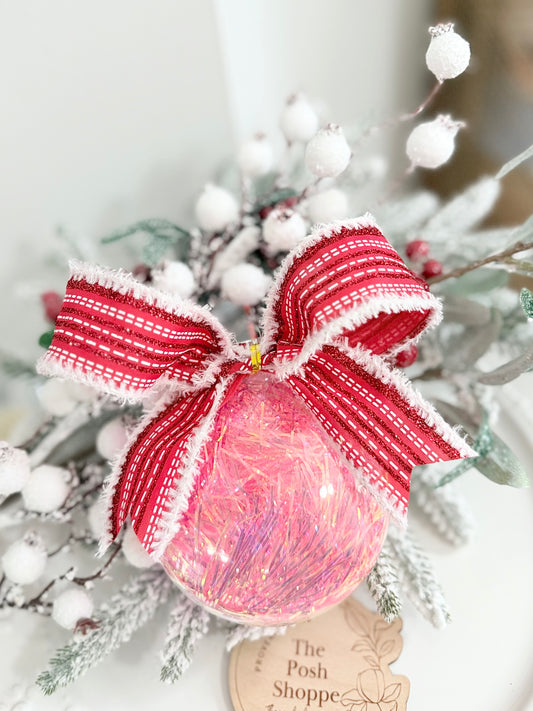 Peppermint Pink Shimmer Ornament - FREE Personalization!
