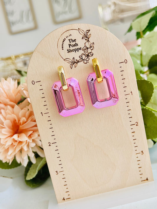 Opaque Pink + Gold Dangles