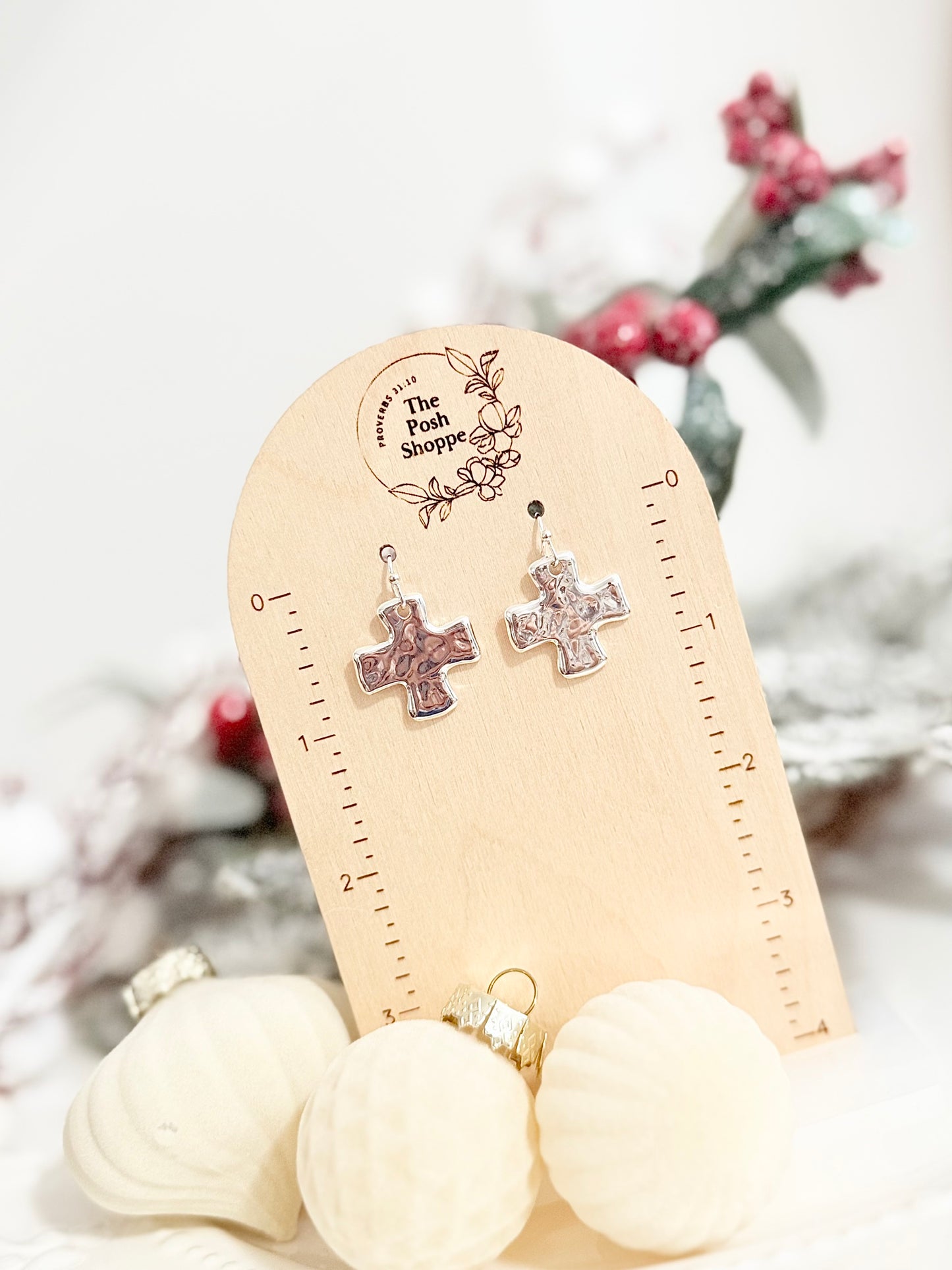 Mini Hammered Silver Cross Dangles