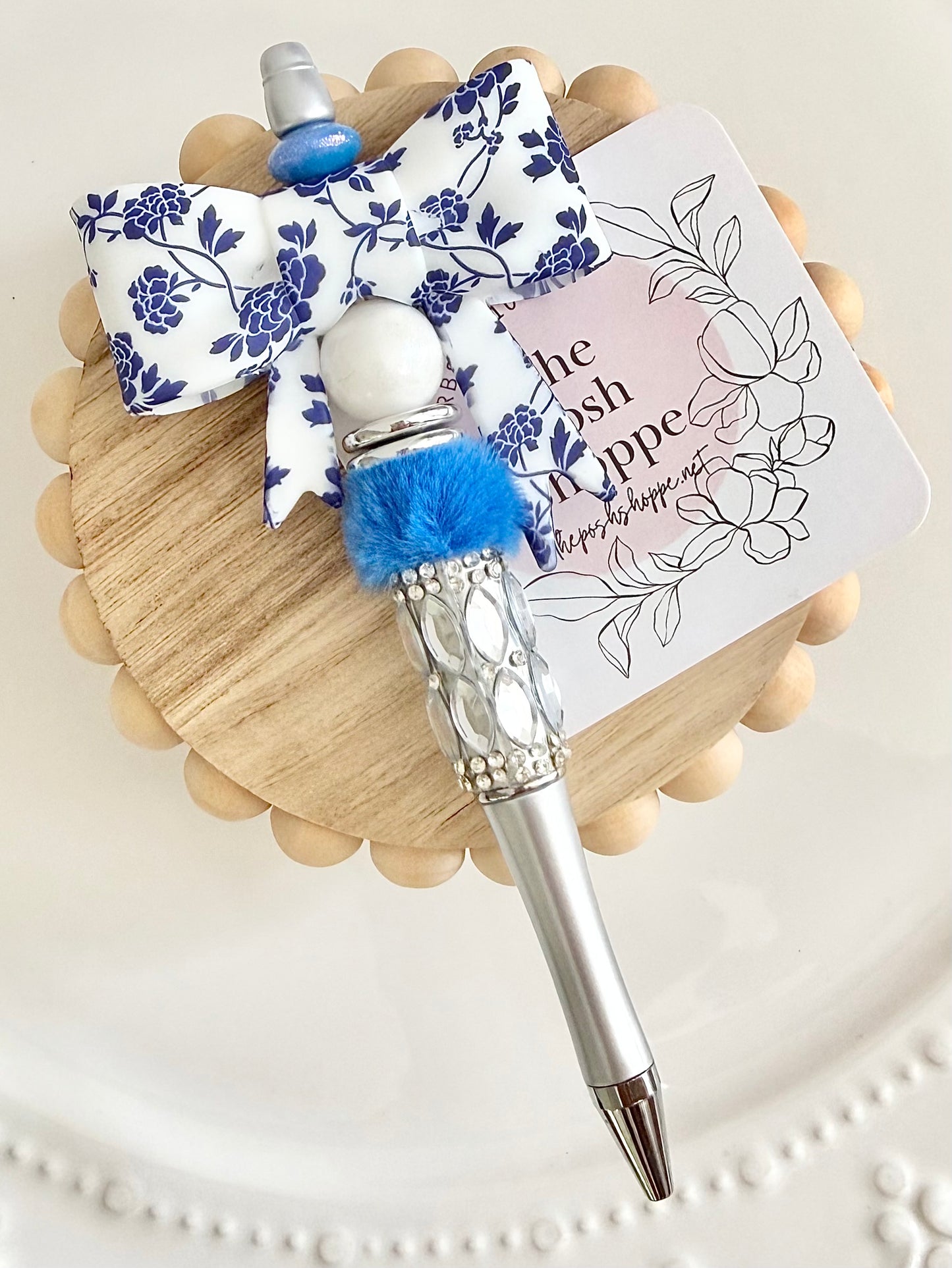 Navy Floral Pen