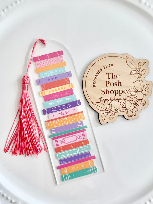 Colorful Books Acrylic Tassel Bookmark