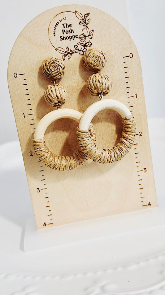 Rattan + Wood Dangle Earrings
