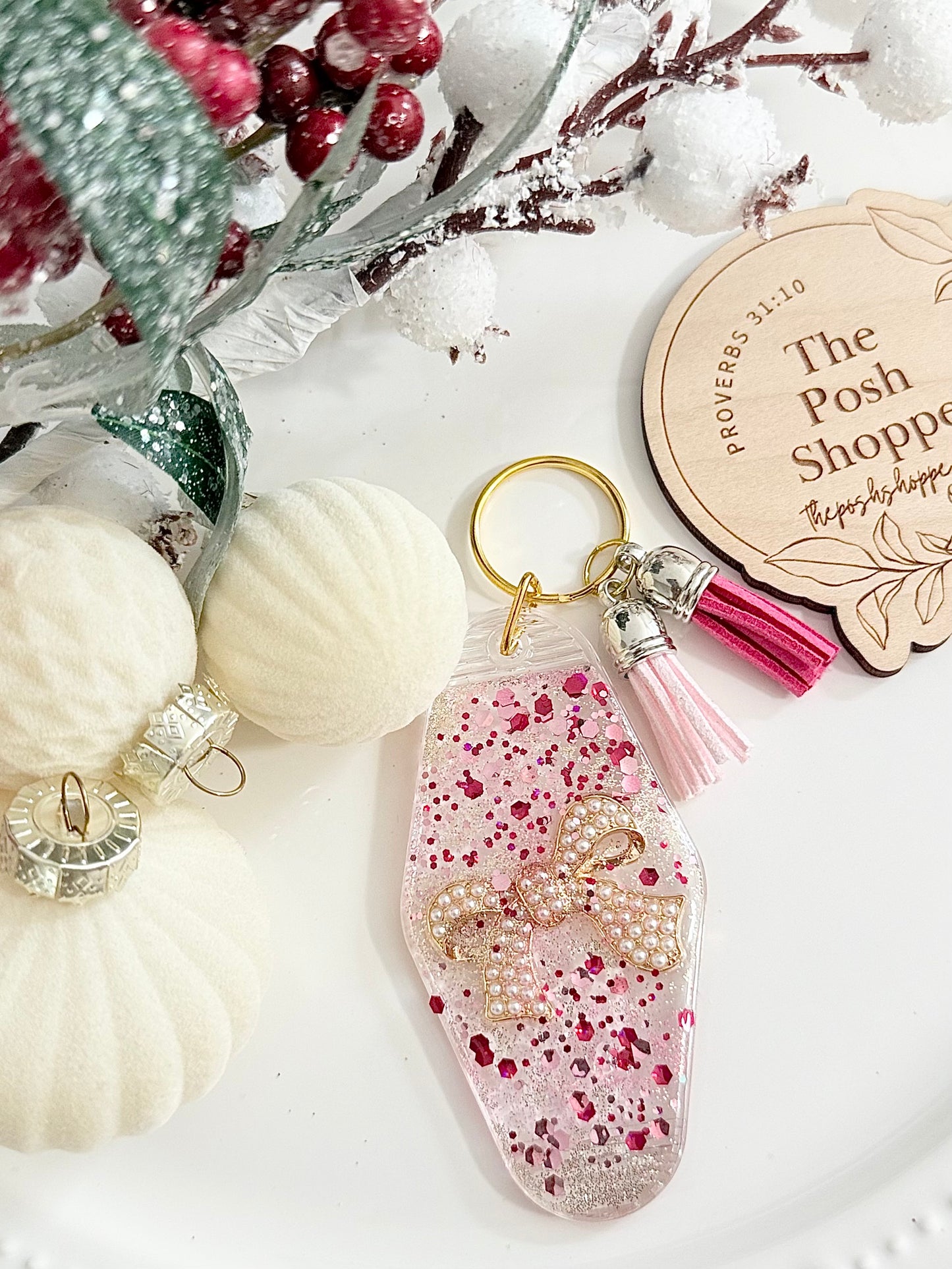 Pink + Gold Confetti Keychain