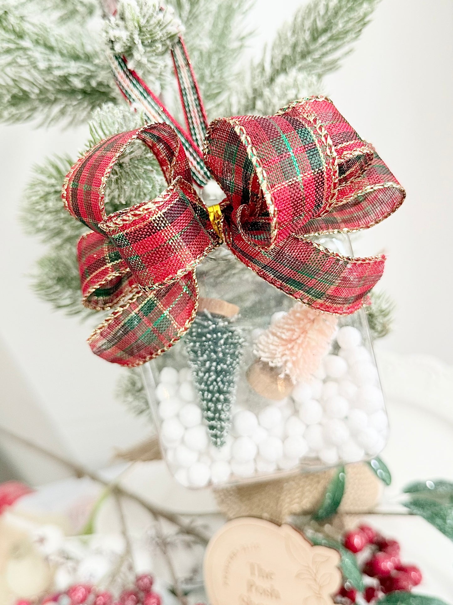 Classic Tartan Christmas Jar Ornament - FREE Personalization!