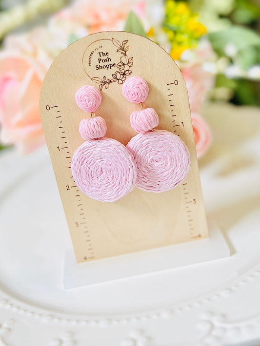 Pink Raffia Dangles