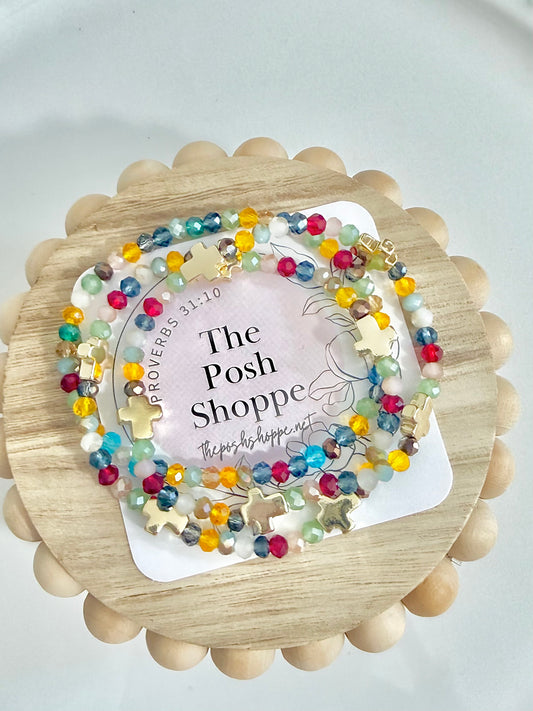 Joyful Faith Multi Cross Bracelet Stack
