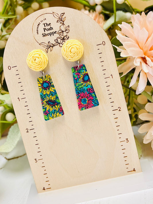 Rattan Topper Sunflower Dangles