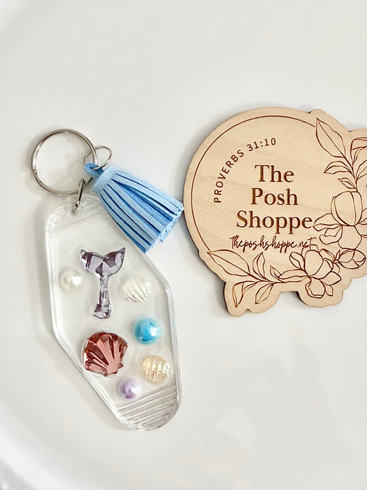 Mermaid Sea Shell Bauble Resin Keychain