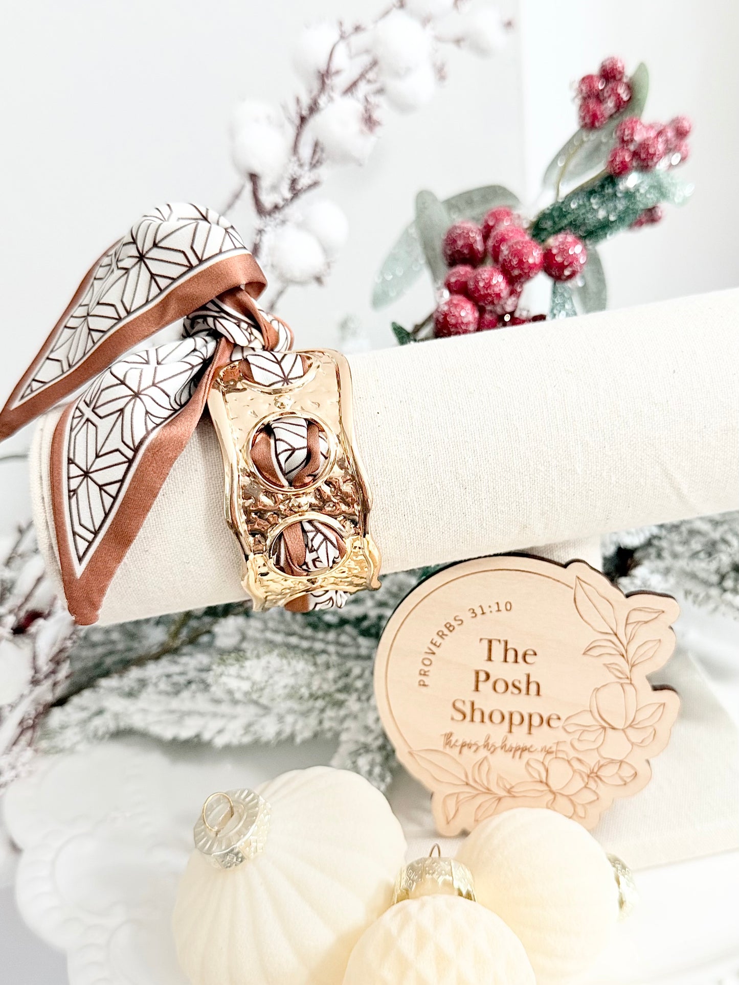 Caramel Snowflake Scarf Bracelet