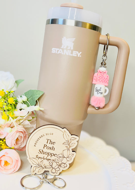 Fun Girl Boss Tumbler Cup Charm + 2-in-1 Keychain