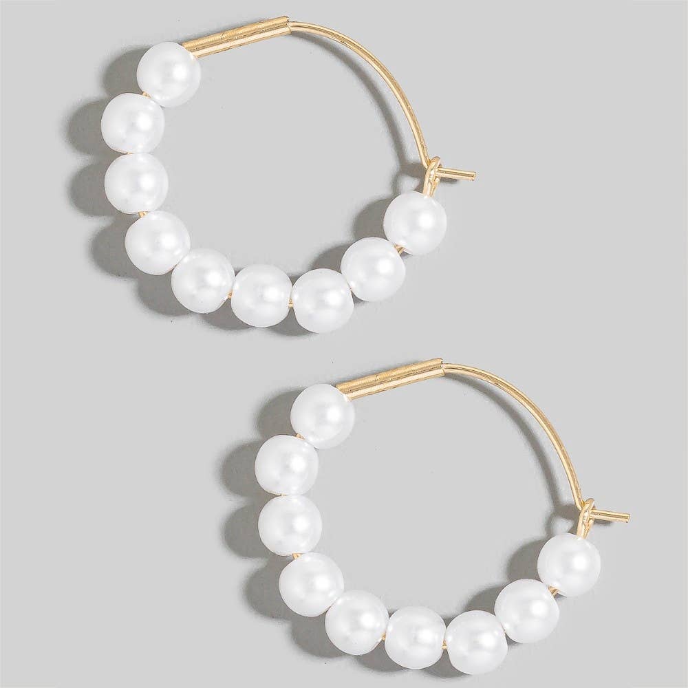 Pearl Beaded Hoop Earrings